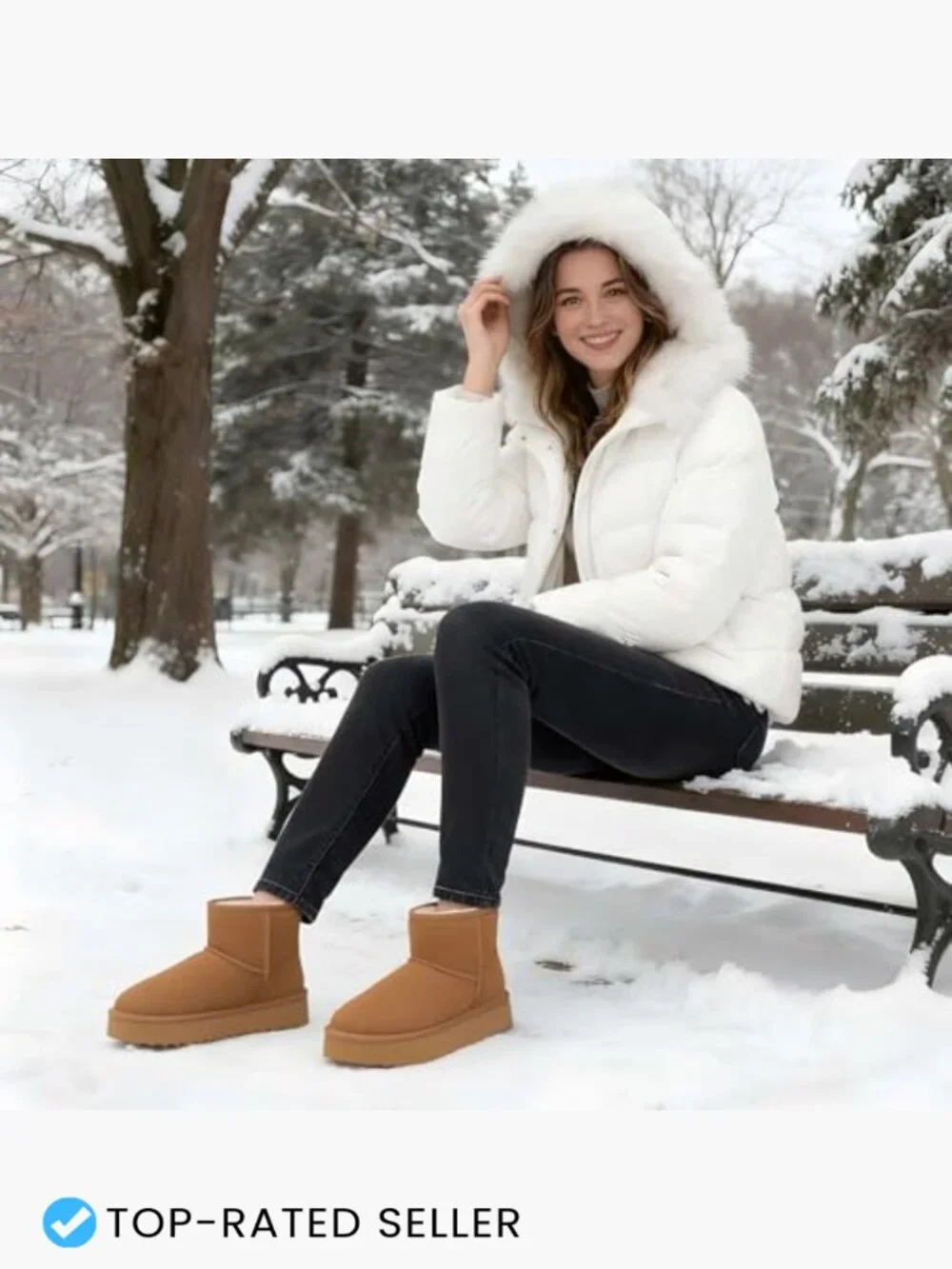 Suede Platform Mini Boots Genuine Leather Faux Fur Lined Ankle Winter Snow Boots